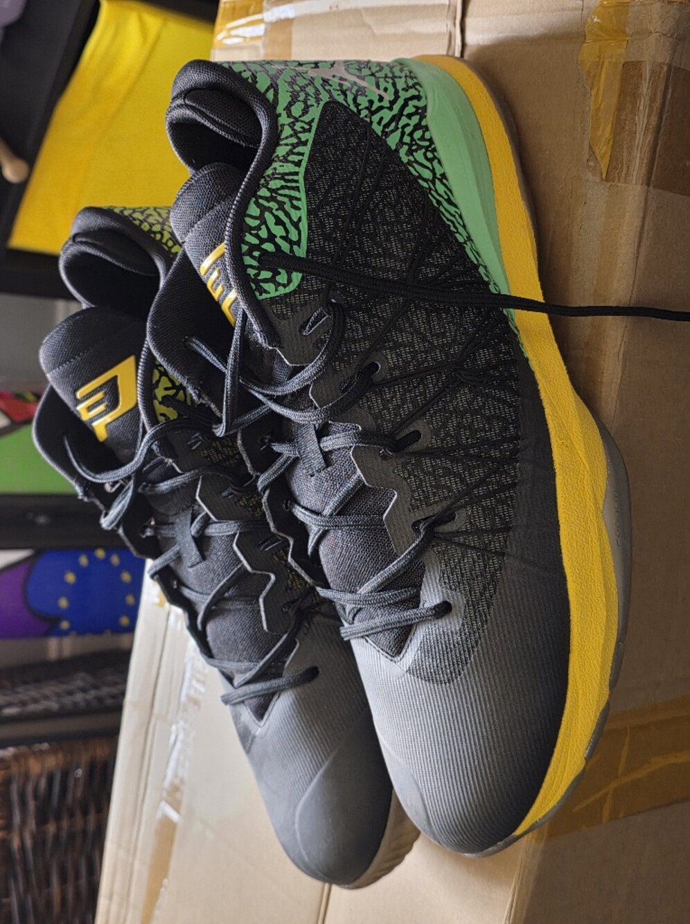 Jordan CP 3 Men's Black, Yellow & Green Low-Top Basketball Shoes